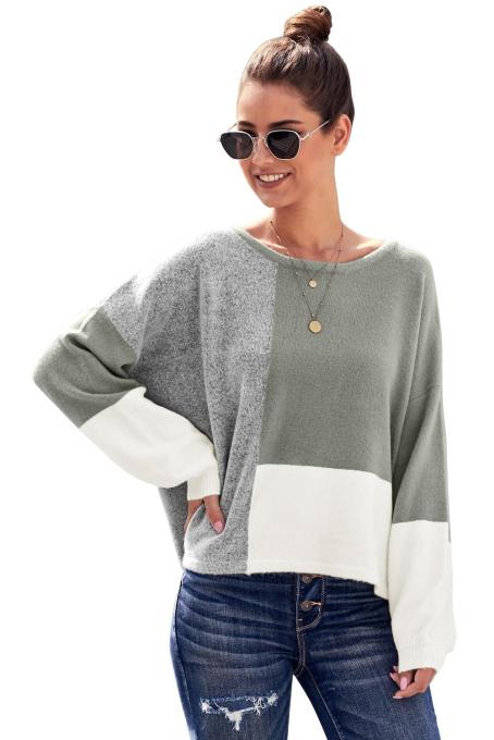 Gray Color Block Sweater