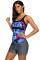 Blue Abstract Printed Camisole Tankini Top