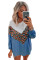 Blue Colorblock Leopard Patchwork Knit Top