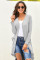 Light Gray Selected Button Down Pocketed High Low Cardigan