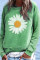 Green Flower Print Pullover Sweatshirt