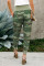 Green Camouflage Pocket Casual Pants With Slit