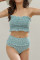 Sky Blue Floral Print Crop Top Bikini Set