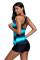 Bluish Strappy Hollow-out Back Tankini