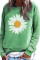 Green Flower Print Pullover Sweatshirt