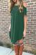 Green Lace Hollow-out Cold Shoulder Casual Dress