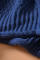 Blue Oversized Chunky Batwing Long Sleeve Turtleneck Sweater