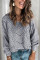 Gray Hollow-out Round Neck Knitted Sweater