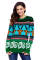 Cartoon Reindeer HO HO HO Green Christmas Sweater
