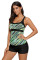 Army Green Abstract Printed Camisole Tankini Top
