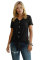 Black Button Up Front Tie Detail Woven Top