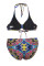 Black Floral Print Halterneck 2 Piece Bikini Set