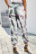 Green Elastic Waist Neon Camo Joggers