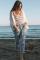 Sky Blue Gather Round Distressed Pocketed Denim Jogger