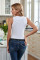 Solid White Round Neck Ribbed Tank Top