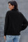 Black Oversized Chunky Batwing Long Sleeve Turtleneck Sweater
