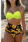 Yellow Sexy Push Up High-waisted Bikini