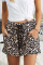 Leopard Print Drawstring Casual Elastic Waist Pocketed Shorts