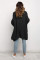 Black Long Line Open Front Knitted Cardigan with Pockets