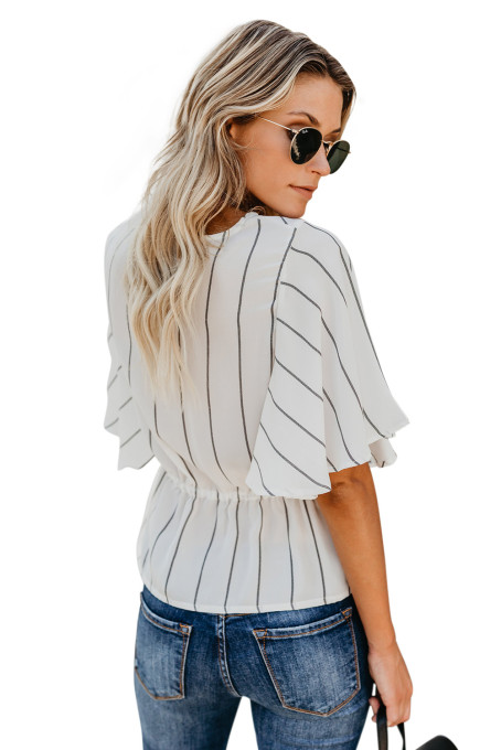 white twist front blouse