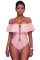 Pink Ruffle Off-The-Shoulder One Piece Swimsuit