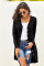 Black Selected Button Down Pocketed High Low Cardigan