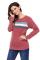 Red Contrast Stripes Pullover Sweatshirt