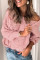 Pink Hollow-out Round Neck Knitted Sweater