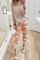 Orange Camo Print Knit Sport Pants