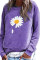 Purple Daisy Print Pullover Sweatshirt
