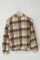 Brown Plaid Print Sherpa Jacket Coat