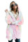 Multicolor Tie Dye Soft Fleece Hooded Open Front Coat