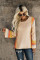 Apricot Colorblock Bell Sleeve Lightweight Sweater