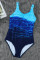 Blue Gradient Criss Cross Back One Piece Swimsuit