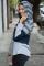 Gray Color Block Drawstring Hoodie