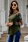 Color Block Long Sleeves Green Pullover Top