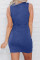 Blue Twist Knot Front Cutout Bodycon Dress