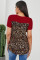 Red Leopard Printed Splicing T-Shirt