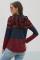 Red Color Block Drawstring Hoodie