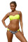 Striped Yellow Padded Gather Push-up Bikini Set