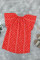 Red V-neck Short Sleeve Fashion Print Fantasy Fluttering Blouse