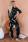 Black Tie Dye Knit Long Sleeve Joggers Set