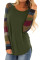 Color Block Long Sleeves Green Pullover Top