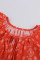 Red V-neck Short Sleeve Fashion Print Fantasy Fluttering Blouse