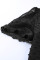 Black Lace Splicing V-Neck Swiss Dot Short Sleeve Top