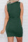 Green Twist Knot Front Cutout Bodycon Dress