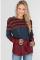 Red Color Block Drawstring Hoodie
