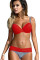 Sexy Red Padded Gather Push-up Bikini Set
