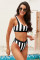 Black Athletic Striped Tank High Waist Bikini