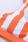 Orange Athletic Striped Tank High Waist Bikini
